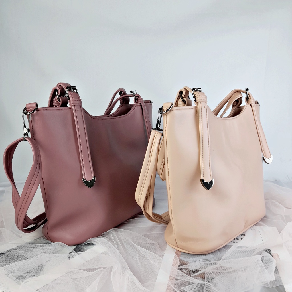 Tas Tote Wanita Bahu Selempang Polos Leather Bag Lokal Premium KT034 KT035 KT036 KT037