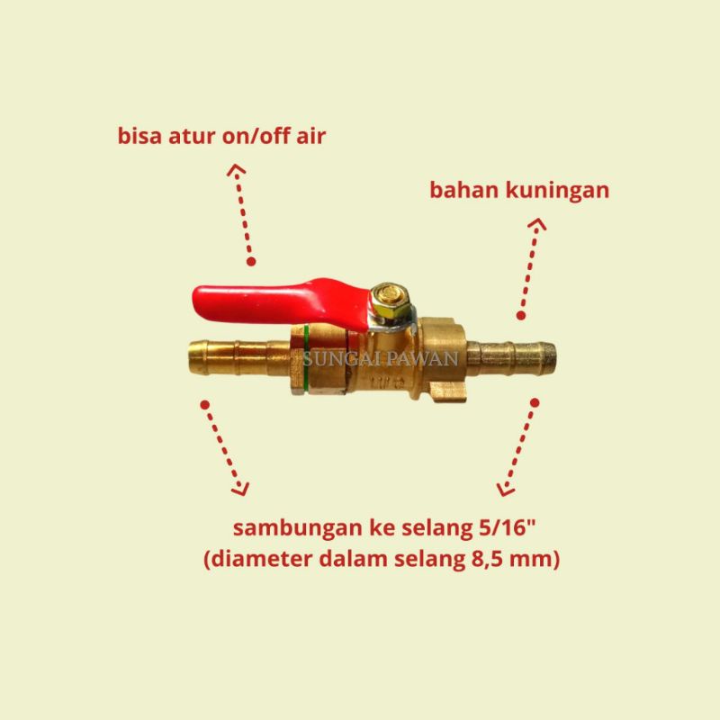 sambungan penyambung antar selang angin air 5/16 inchi valve kran keran on off - konektor antar sela