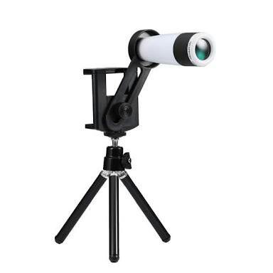 Lensa Tele Zoom 12x + Holder Lipat universal &amp; mini tripod untuk Hp.