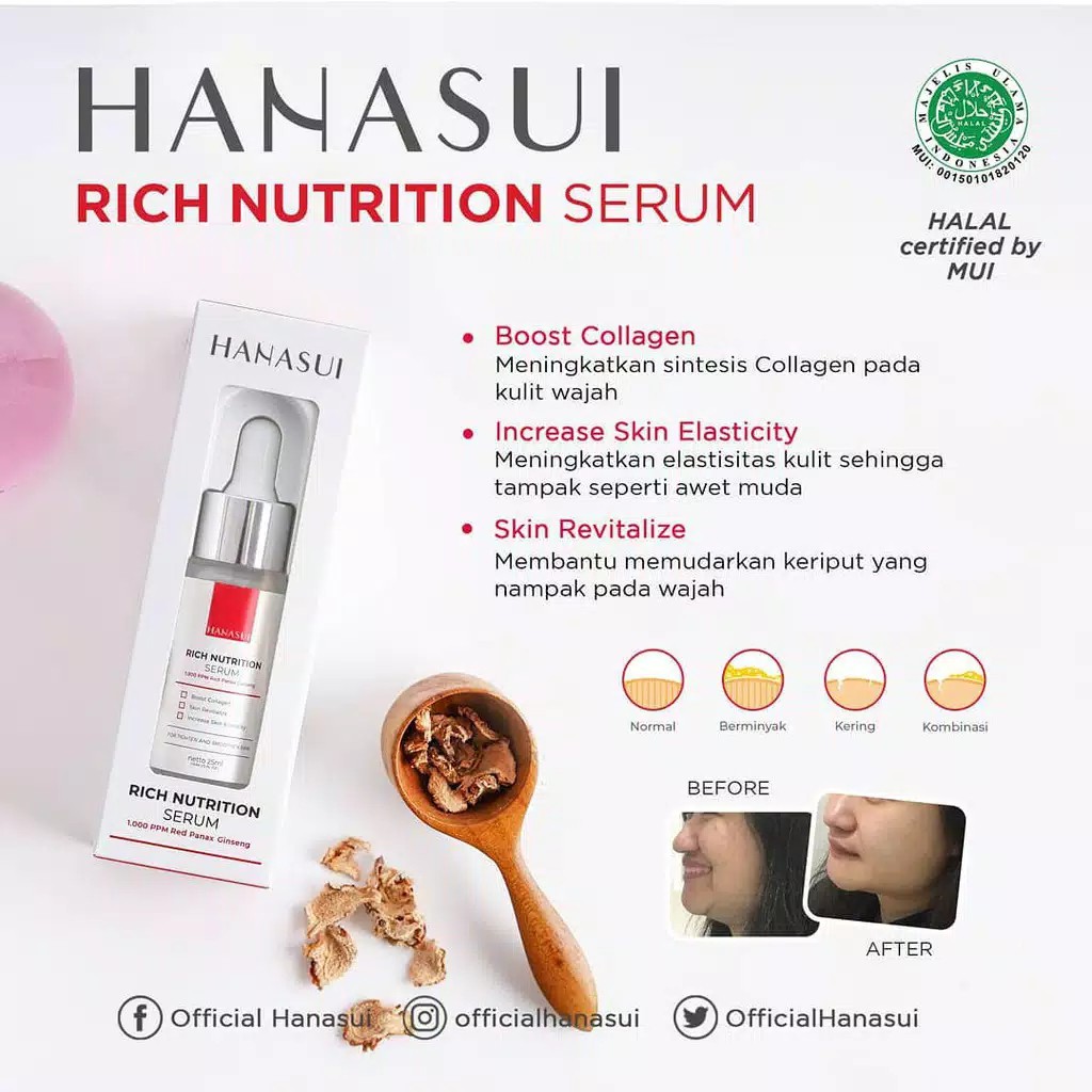 HANASUI Serum 20ml VitC/Whitening Gold/Anti Acne/Men Bright/Bright Up Propolis Halal Original BPOM