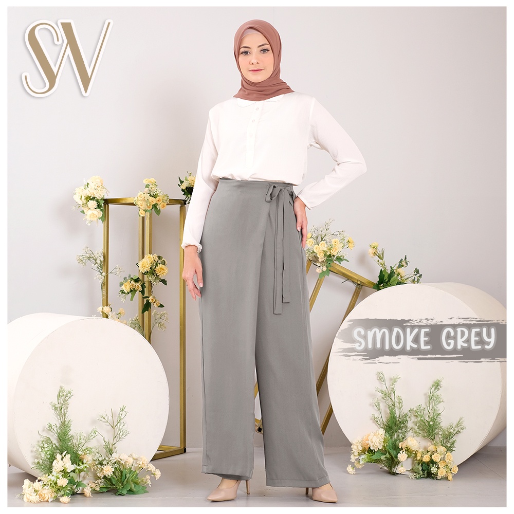 CELANA KULOT TIED ROCELA ROK CELANA BAWAHAN WANITA KULOT PREMIUM SENORITA CELANA KANTOR DAILY PANTS PALAZO KULOT PLAZO BAHAN ADEM FLOWLY ALL SIZE JUMBO CELANA WRAPPED KULOT PREMIUM KERJA KANTORAN CELANA BAHAN KULOT ALLSIZE-SMOKE GREY