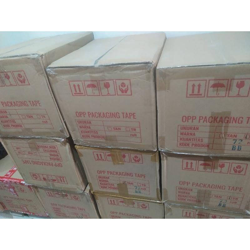 

[1 DUS = 72 PCS] Lakban Selotip Isolasi Coklat & Bening GAVYN TAPE 2'"×90 yard 2 Inch Inci