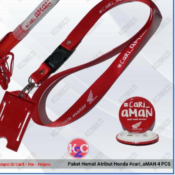 

GJI Paket Bundling Atribut Honda Gantungan Kalung Tali Pin Pulpen Tempat ID Card Cari Aman 4 Pcs .