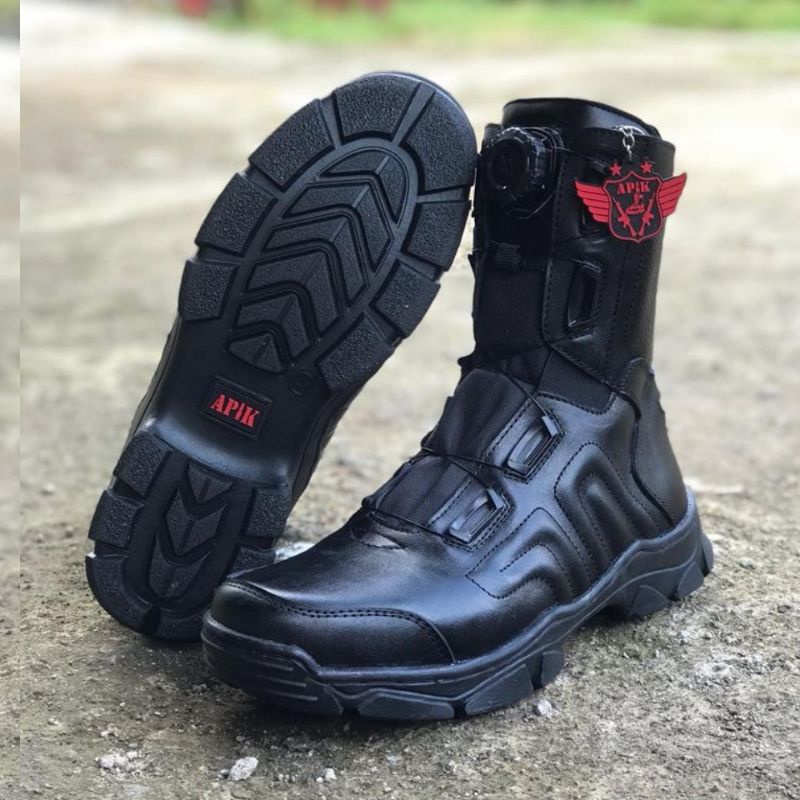 SEPATU PDL TALI PUTAR APIK BAHAN KULIT SAPI ASLI SEPATU PDL DINAS LAPANGAN TNI POLRI SECURITY SATPAM SEPATU BOOTS PRIA WANITA