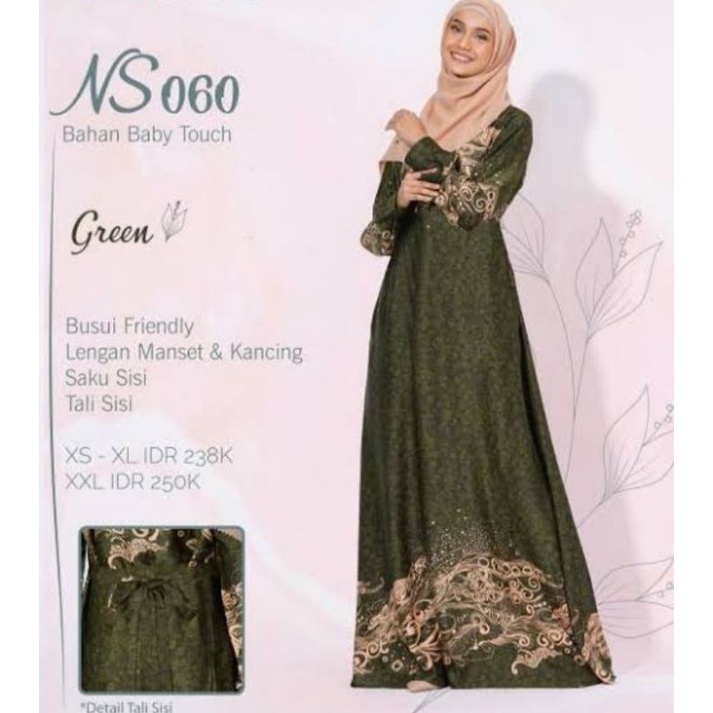 NS 060 GREEN/BAJU NIBRAS SYAR'I NYAMAN DIPAKAI