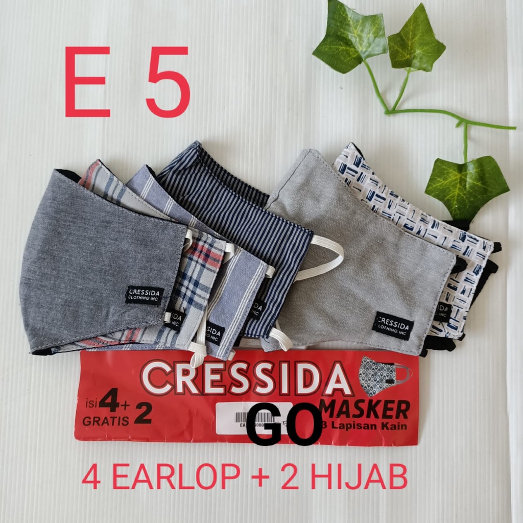 gof MASKER CRESSIDA ISI 4 GRATIS 2 Masker Dewasa Hijab &amp; NON Hijab