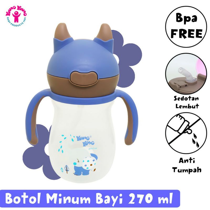 YOUNG YOUNG Botol Minum Bayi Anti Tumpah 270 ML Straw Cup Water Bottle IL-907