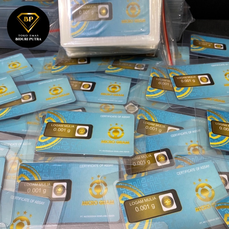 EMAS MINI MICRO GRAM 0.001gram LOGAM MULIA 24KARAT DIJAMIN ASLI ORIGINAL TERMURAH BABY GOLD SOUVENIR GIFT HADIAH KADO MINIGOLD / MINIGRAM TOKO EMAS-MG 11-50pcs