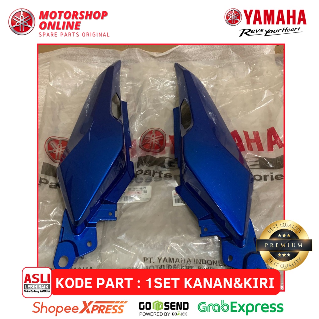 BODY BELAKANG COVER BODI SAMPING BELAKANG BYSON KARBU BIRU 1 SET KANAN KIRI ASLI ORIGINAL YAMAHA