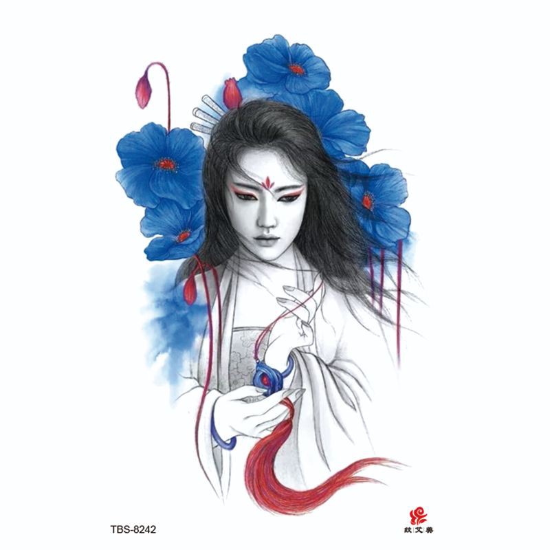 ZARIL Tato Temporer TBS-8242-MULAN BIRU Tattoo Temporary Tahan Air tahan 2-4 hari TATO BASIC