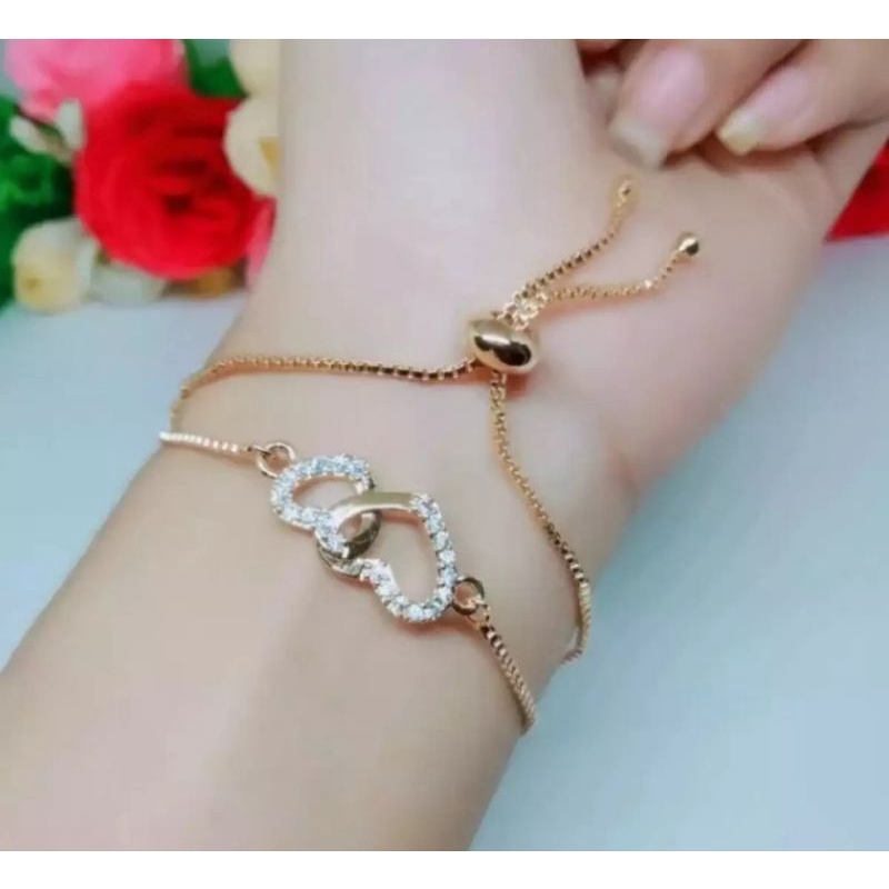 GELANG TANGAN SERUT TITANIUM LOVE DOUBLE BISA SEMUA UKURAN TANGAN