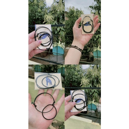 (4pcs) gelang Couple karet hitam dan waterproof/ gelang Couple pawang/ gelang aethtic