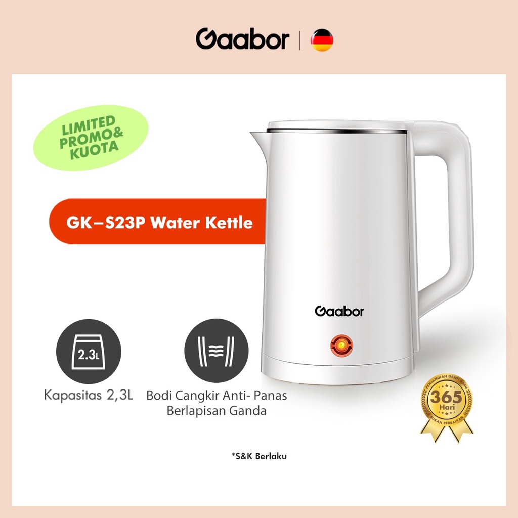 Jual Gaabor Electric Kettle 2.3 L Kettle Listrik Pemanas Air/Teko