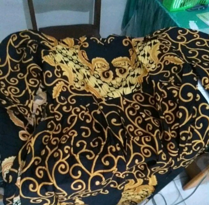 Promo Batik Couple Keluarga Sarimbit Sania Ruffle Batik Ori Ndoro Jowi Motif Ulir Kuning