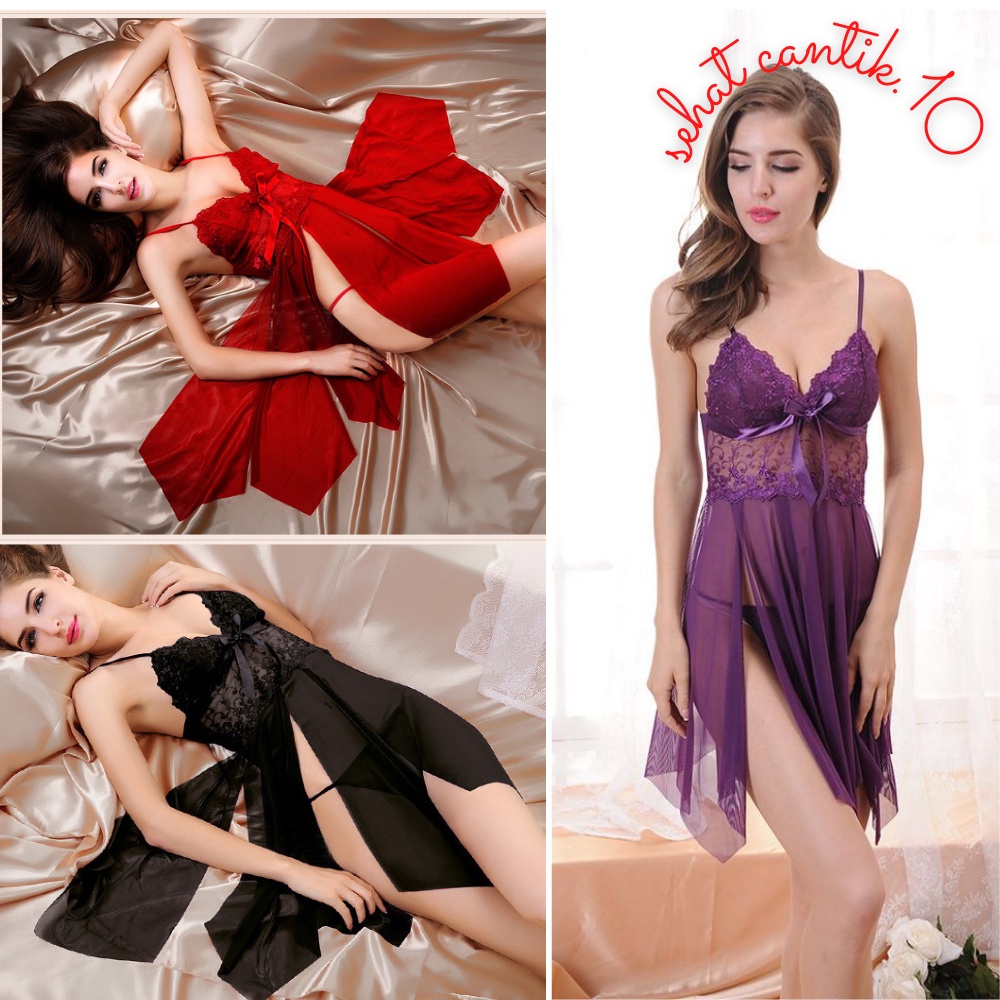 Set Gaun Pakaian Baju Linjeri Lingeri Lingerie Set Baju Tidur G String Wanita Dewasa Transparan Baby