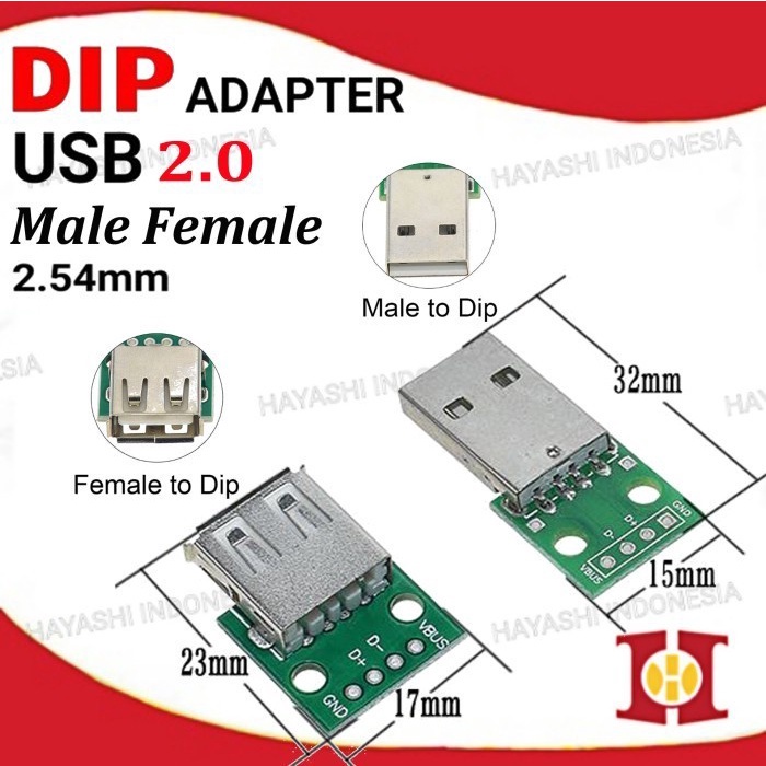 DIP Adapter USB Micro Mini Female Male Converter PCB 2.54mm Type A B C - 5pcs