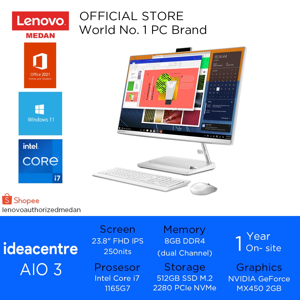 Lenovo AIO 3 24ITL6 A1ID, A0ID, Ci7-1165G7/8GB(2x4GB)/512GB/MX450 2GB/W11HSL+OHS/1Y/23.8” FHD