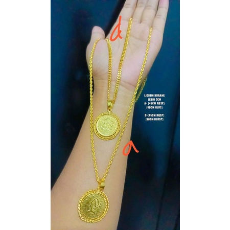 Kalung koin rupiah replika emas Penang 24k, liontin diameter kurang lebih 2cm -4cm (kurang lebih)persis seperti aslinya