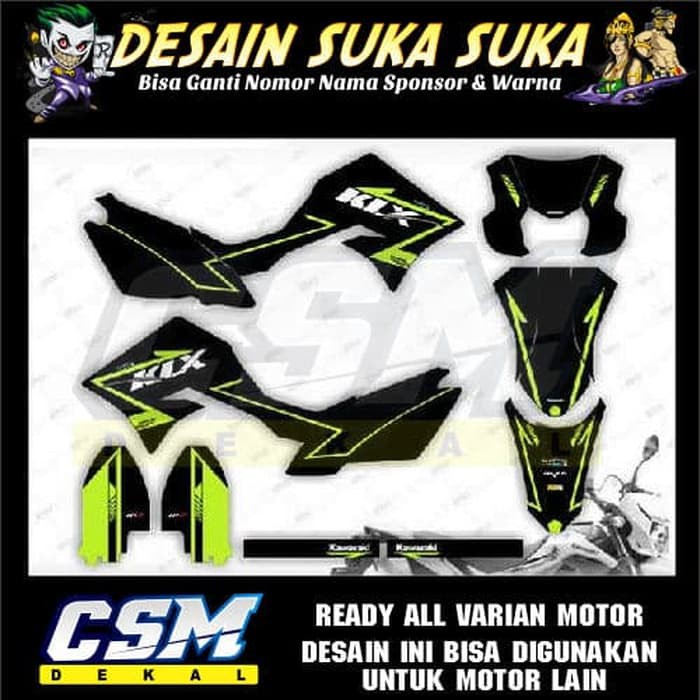229 DEKAL DECAL MOTOR KLX NEW DTRACKER 2016  STIKER STICKER STRIPING BODY lis hijau