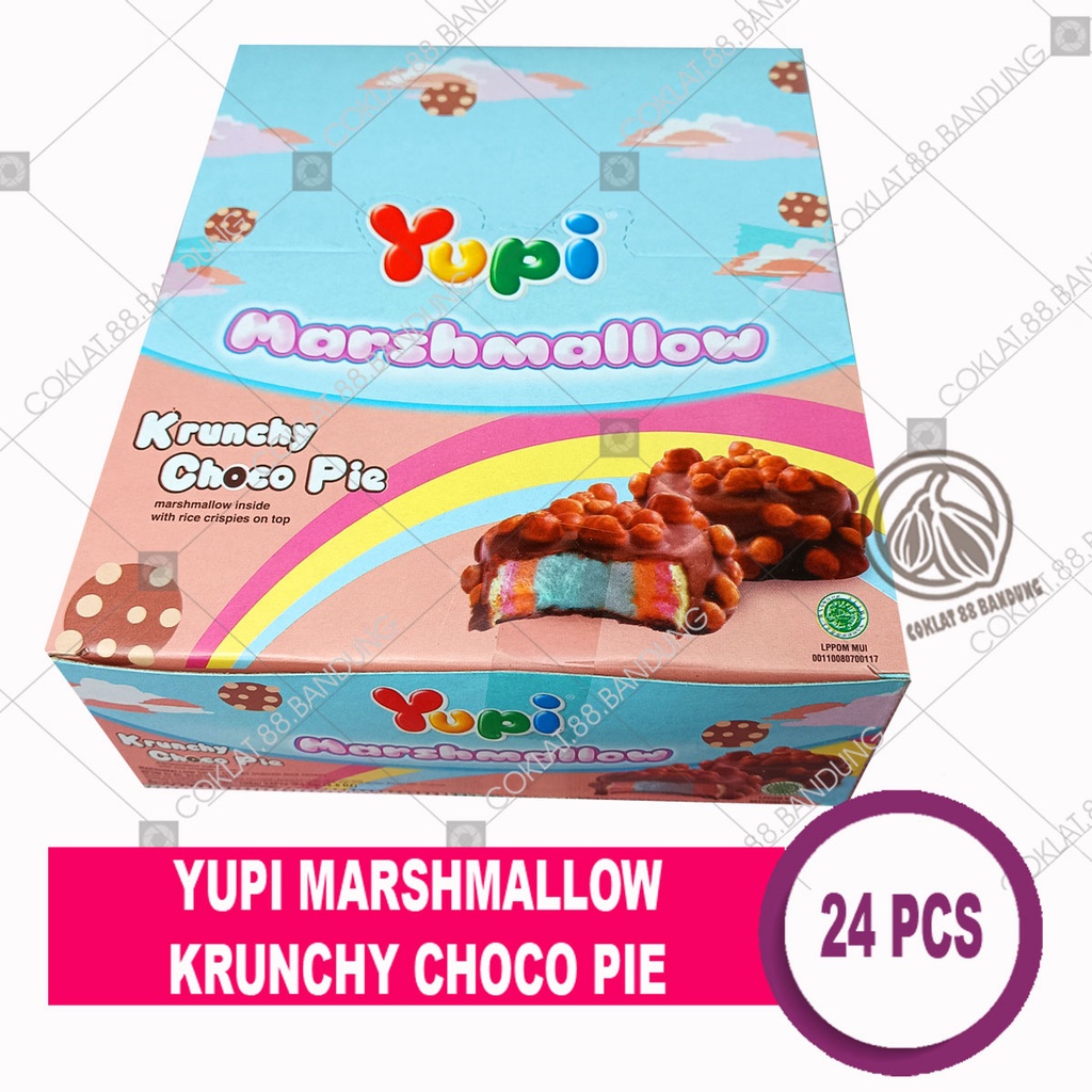 YUPI MARSHMALLOW KRUNCHY CHOCO PIE BOX ISI 24 PCS X 4.5 GR PERMEN JELLY JELI