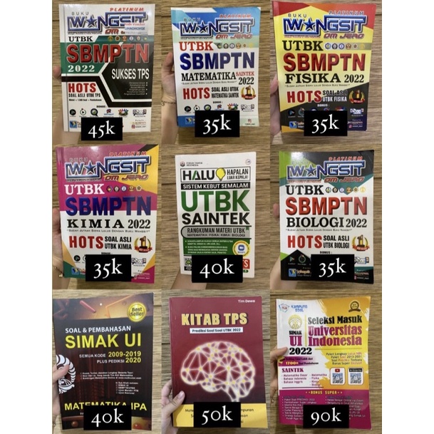 Buku SBMPTN UTBK SIMAK UI Saintek (Wangsit, The King, Kampung Soal, Simak UI)