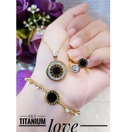 titanium set gelang kalung dan cincin t2332