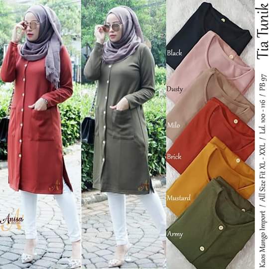 ATASAN TUNIK MUSLIM WANITA REMAJA KEKINIAN CASUAL TERBARU