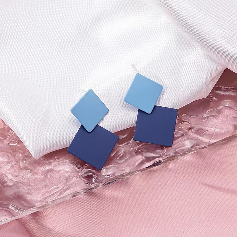 Anting Tusuk Gantung Bahan Sterling Silver 925 Desain Belah Ketupat Warna Permen Gaya Simple Untuk Wanita