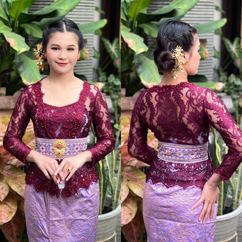 kebaya jadi metalic payet tumpuk glossy