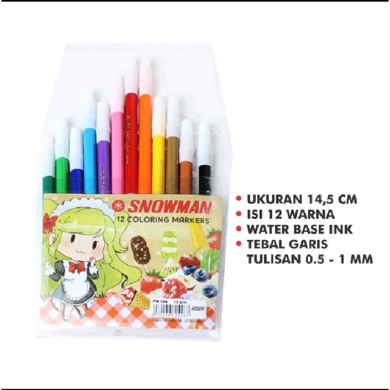

Spidol SNOWMAN MARKER PW12A || Spidol Warna (1 pack isi 12 pcs)