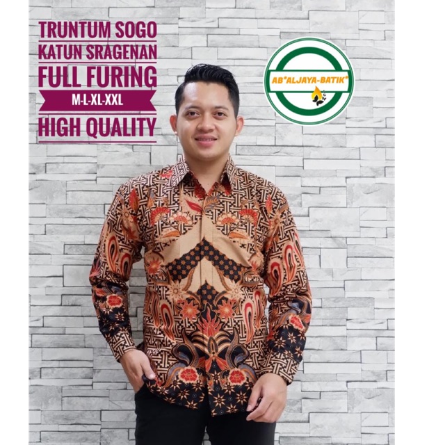 Kemeja Batik TRUMTUM SOGO FULL FURING Katun Halus Ori Solo