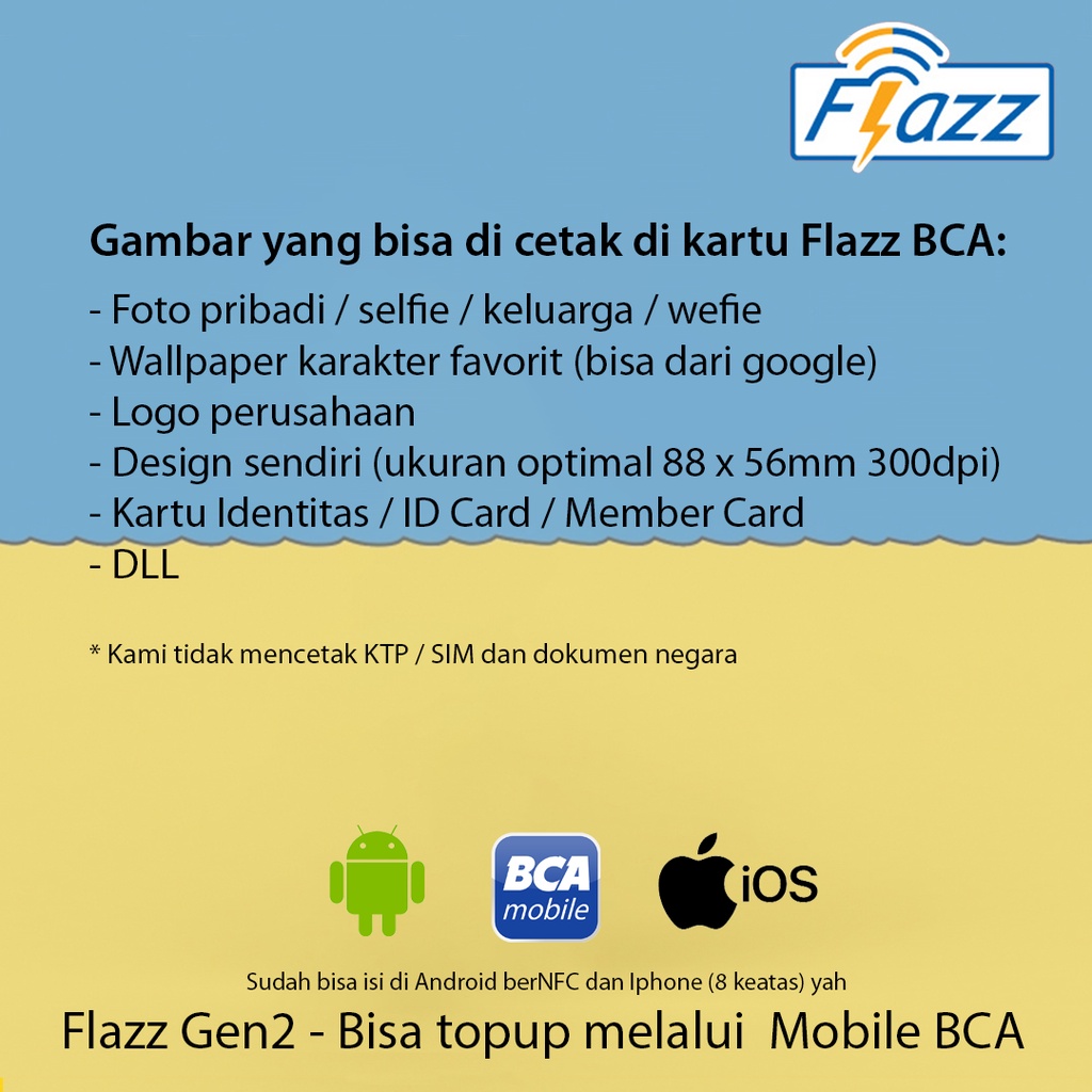 Flazz BCA Gen2 Cetak Custom 1 Sisi