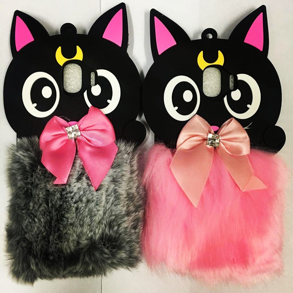 Case Softcase Bulu Karakter Lucu Kucing Black Cat Samsung J1 2016, J2 Pro, Grand  1/9082, Galaxy V/G313, Xiaomi Redmi 5