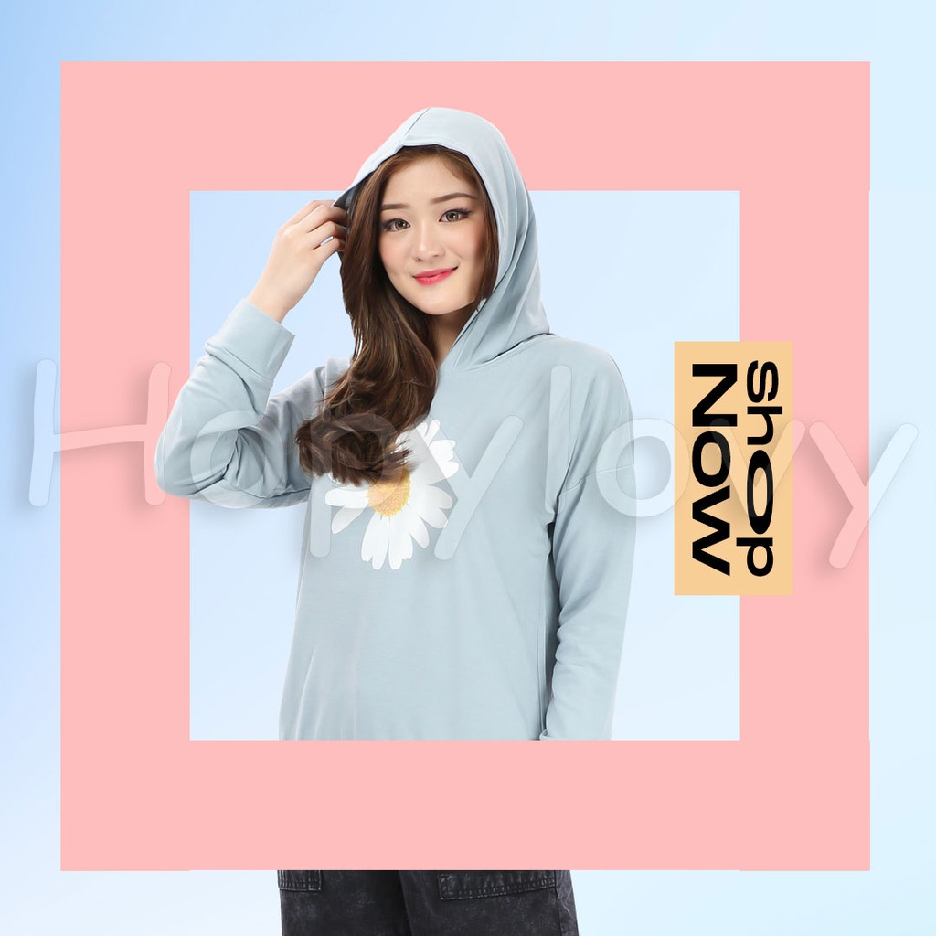 HOPYLOVY Sweater Hoodie Wanita Motif Daisy