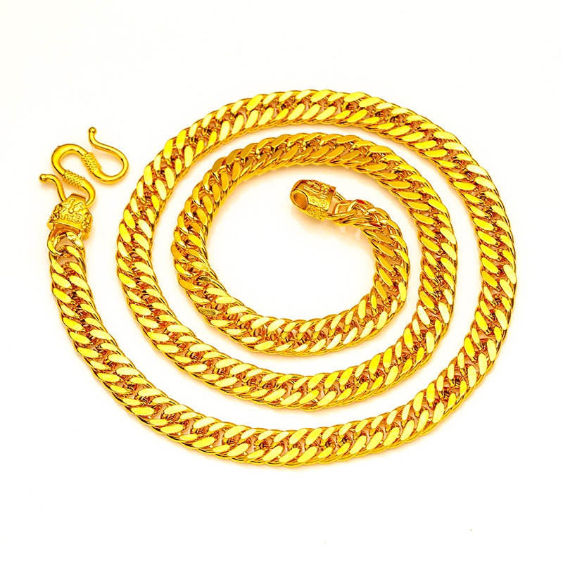 Kalung Rantai Flat Lebar 8m Lapis Emas Asli Kadar 375 Untuk Pria