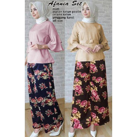 Setelan Kulot Afania - setelan kulot wanita - setelan kulot katun