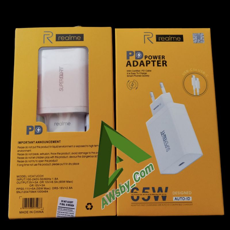 Original Charger Realme Type C To C Super Vooc 65W SuperDart Realme X X50 XT X2 7 7i 7 pro 8 pro