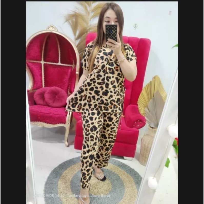 TERBARU SETELAN WANITA KEKINIAN 2022 ONE SET RAYON VISCOSE PREMIUM DAILYSET SETELAN BAJU DAN CELANA MOTIF LEOPARD