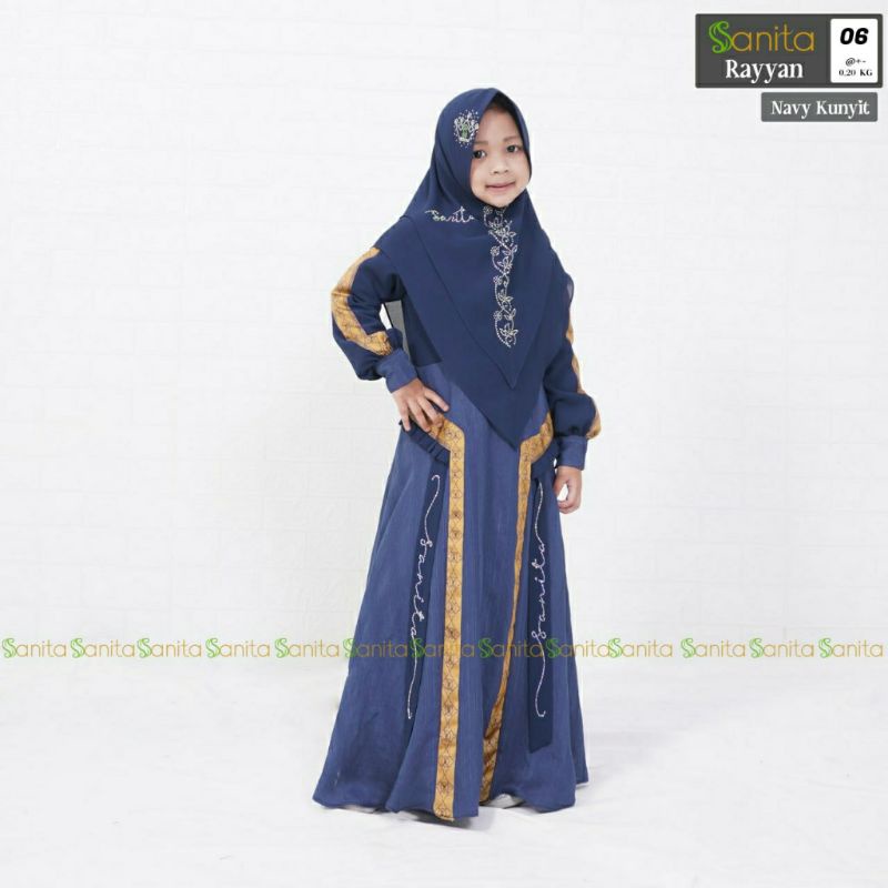 Rayyan Syari Anak By Sanita / dress gamis anak by sanita navy size xl usia 11 12 13 tahun ukuran tan