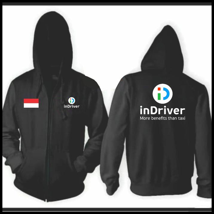 Jaket Halfzipper Sweater Indriver Ojek Online Transportasi Hitam