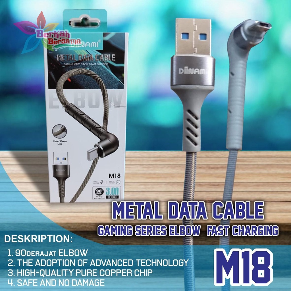 DIINAMI M18 kabel Cable Data GAMING fast Charging Kabel Data Micro , iphone , tipe c USB QC3.0 3 Amper bahan tebal BB6439