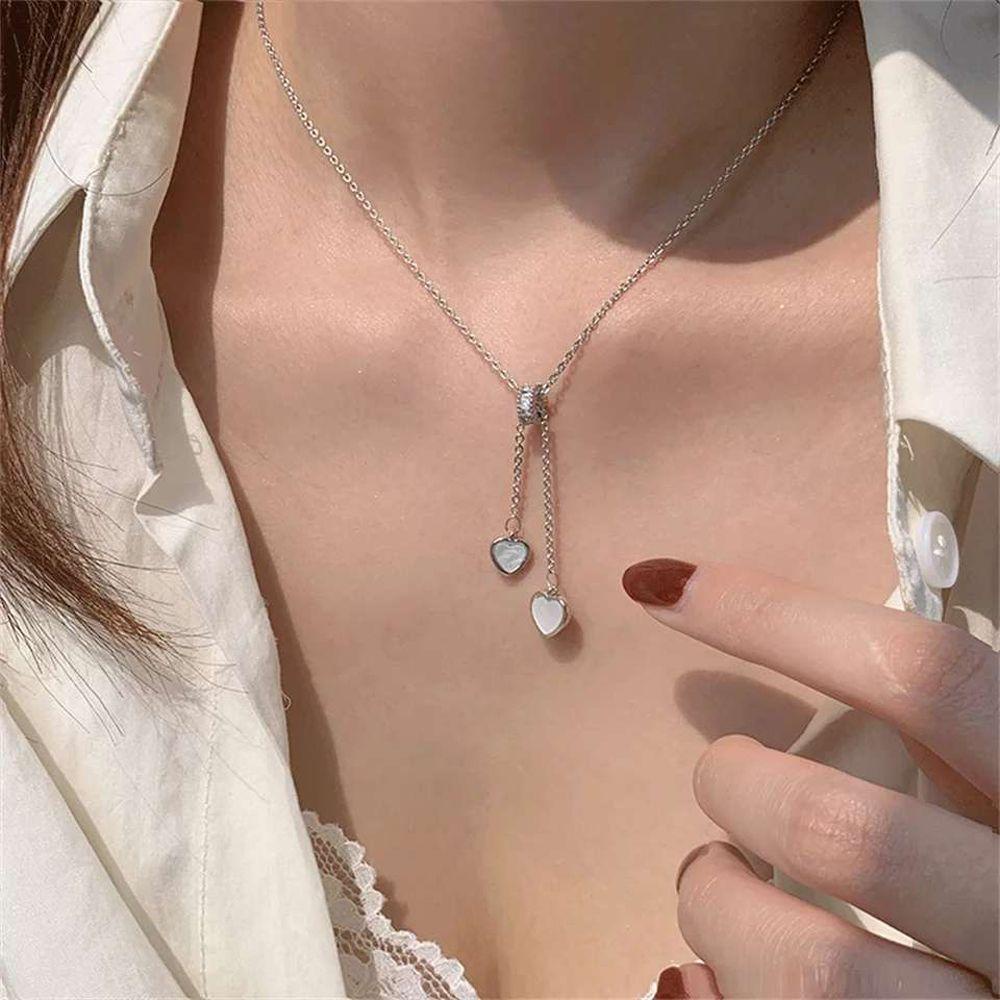 Mxbeauty Wanita Kalung Gadis Trendi Hadiah Cinta Hati Bulat Zirkon Kristal Choker