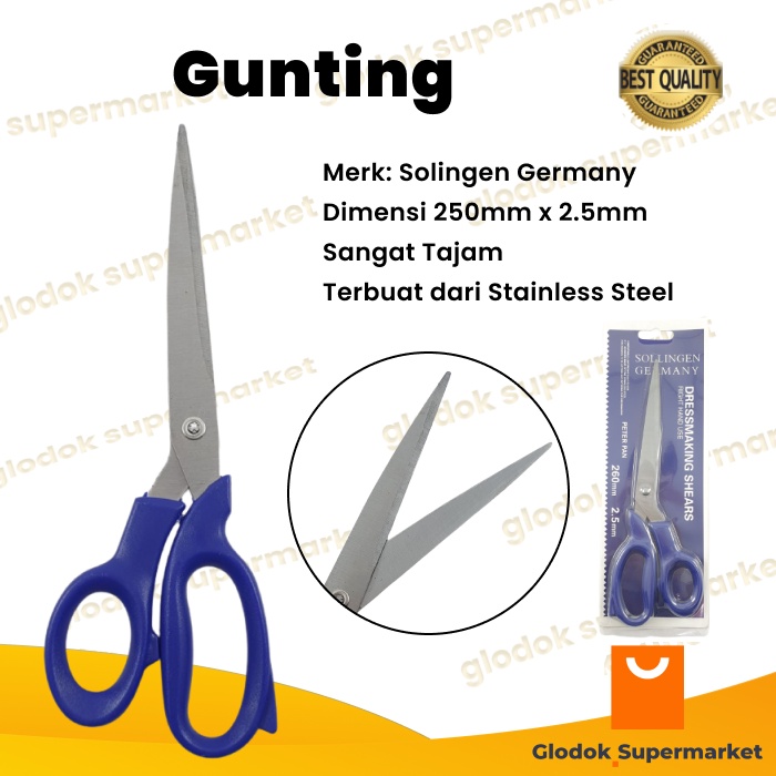 Gunting Kain 25cm Stainless Steel Scissors Bahan Baju Solingen Germany Dress Making Shears