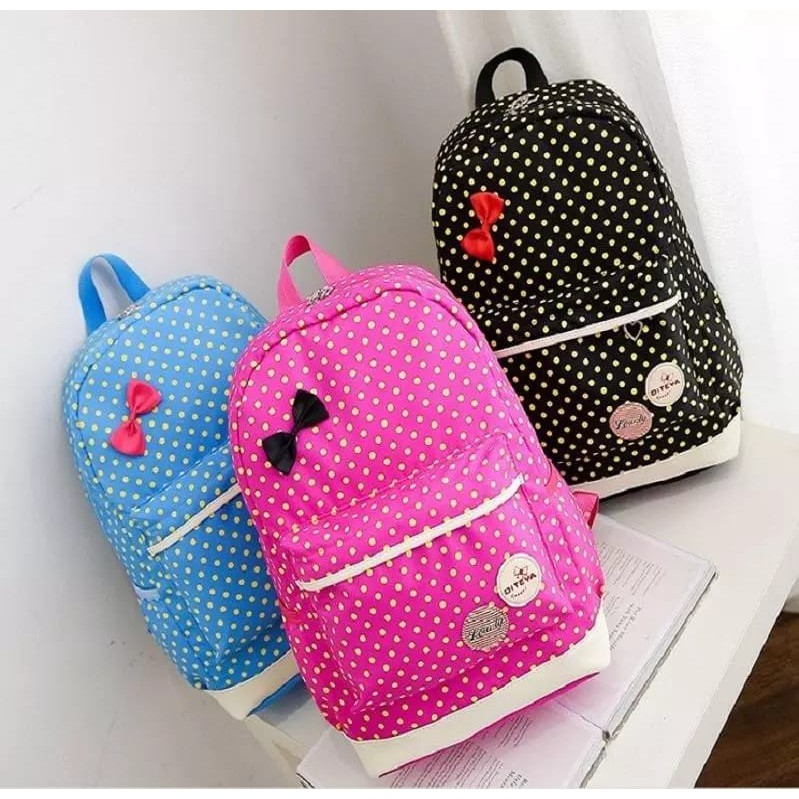 TAS RANSEL BERANAK SET 3IN1 MODEL PITA POLKA COCOK UNTUK SEKOLAH ANAK