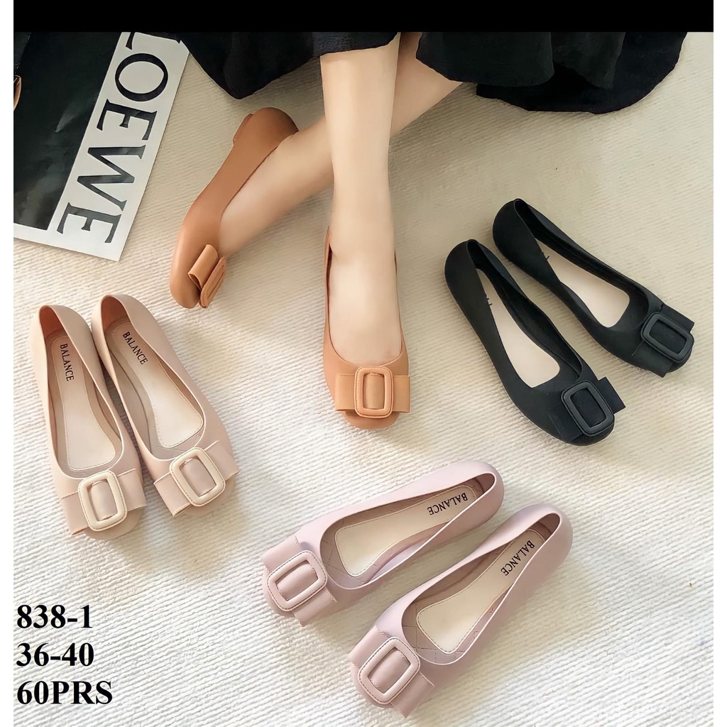 (COD) Sepatu Jelly Santai Wanita Pita Bulat Balance 838-1