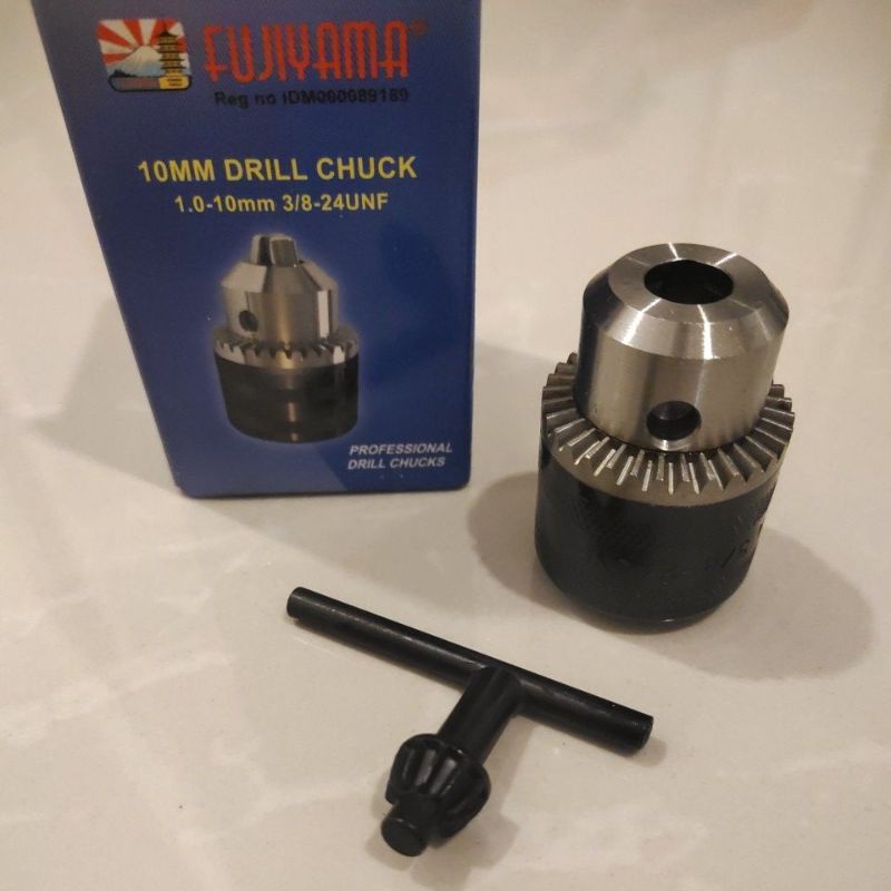 Electric ⚡ Impact  Drill Chuck 10 mm ➕ key • FUJIYAMA | model drat 3/8" - 24 UNF | Kepala Bor Tangan
