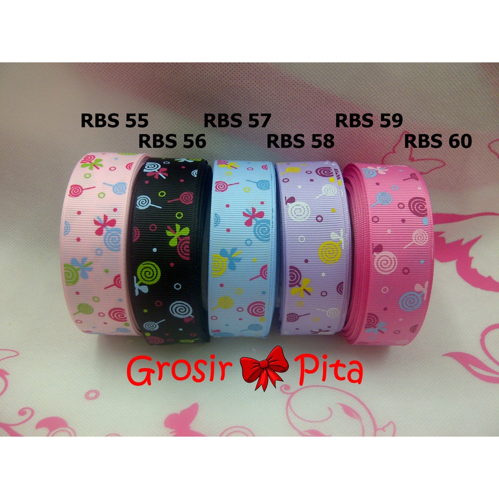 

(25 yard) Pita Grosgrain Motif Lolipop RBS 55,56,57,58,59,60 | Toko Bahan Craft | Grosir Pita