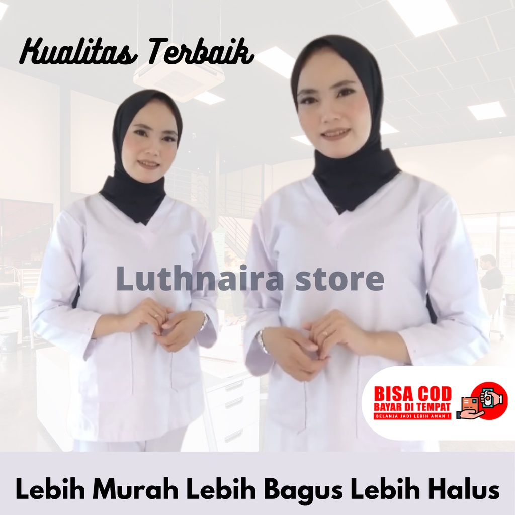 Baju oka lengan panjang/lengan pendek seragam perawat bajuok bahan american drill bisa COD