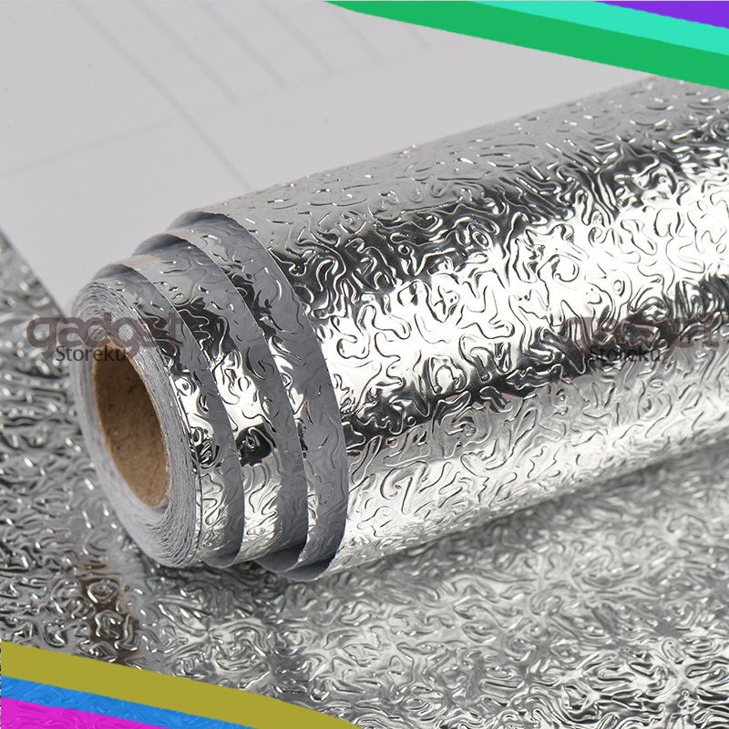 Wallpaper Dapur  Aluminium Foil Anti Minyak Waterproof Sticker 100x60 cm Model Orange