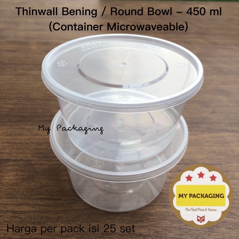 Thinwall Bening | Round Bowl 450 ml | Mangkok Mangkuk 450ml (25set)